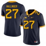 Men's West Virginia Mountaineers NCAA #27 Davis Mallinger Navy Authentic Nike Stitched College Football Jersey TY15T13HY